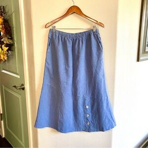 Sympatico angled skirt in blue hemp and tencel blend lagenlook sustainable large